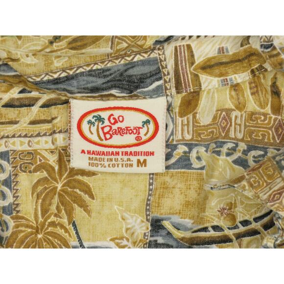 Go Barefoot Yacht Surfboard Islannd Marlin Reverse Print Hawaiian Aloha Shirt M - Picture 5 of 5